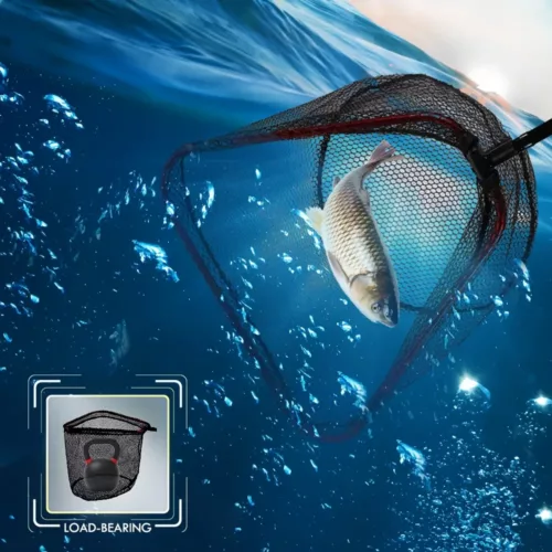 Epuisette de pêche pliable en alliage et filet résistant – manche carbone robuste