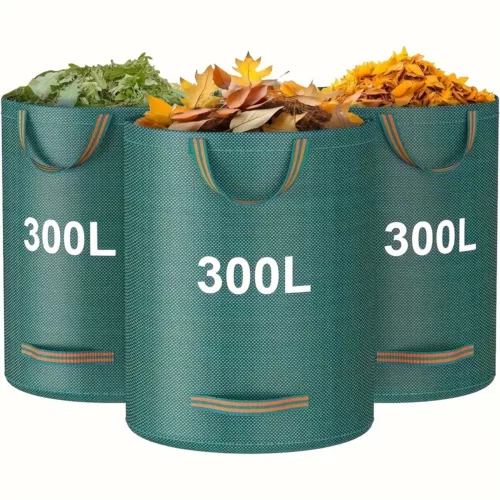 Sacs à déchets de jardin réutilisables – lot de 3 résistants avec poignées renforcées
