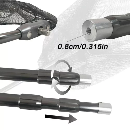 Épuisette de pêche télescopique avec filet large renforcé – manche extensible