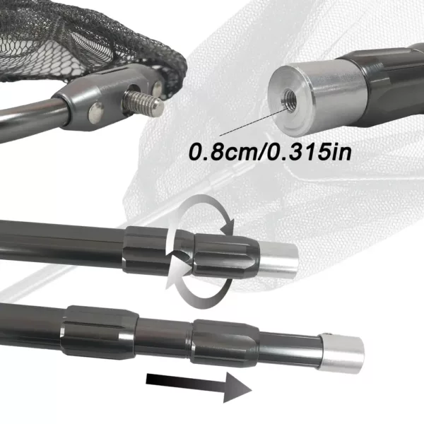Épuisette de pêche télescopique avec filet large renforcé – manche extensible