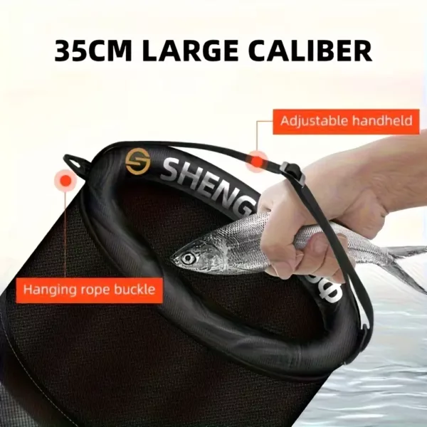 Filet de pêche pliable avec flotteur – panier à poissons robuste et portable