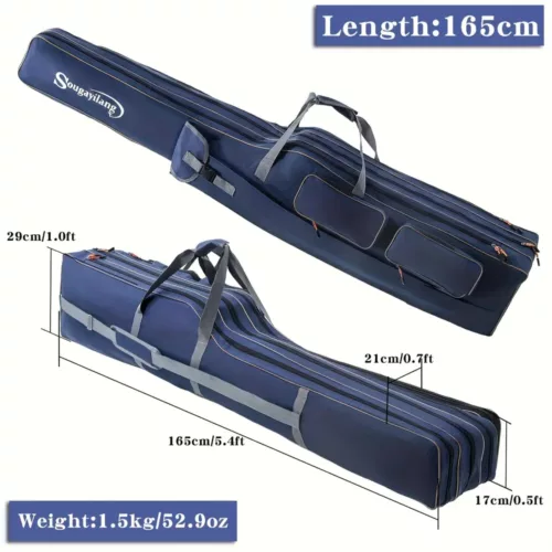 Sac canne à pêche 3 compartiments rigide – rangement pêche multi-articles