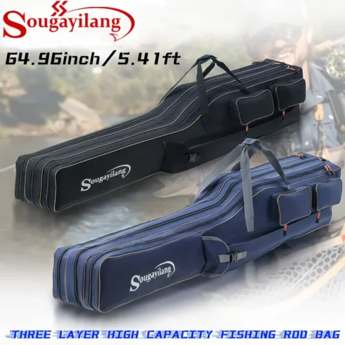 Sac canne à pêche 3 compartiments rigide – rangement pêche multi-articles