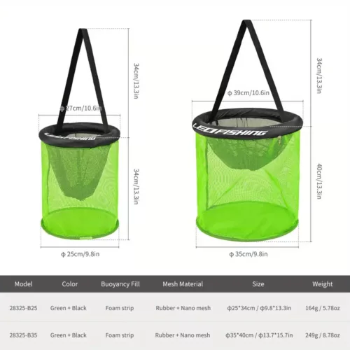 Panier de pêche flottant pour poissons – filet maillage nylon robuste