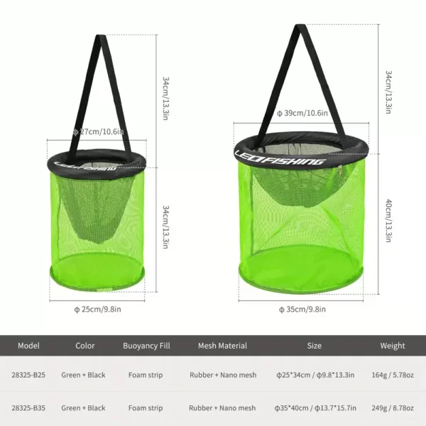 Panier de pêche flottant pour poissons – filet maillage nylon robuste