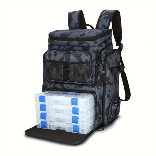 Sac à dos de pêche avec porte-cannes et 4 boîtes de rangement incluses