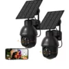 Caméra de sécurité solaire extérieure 3MP 1296P – lot de 2 sans fil avec détection intelligent