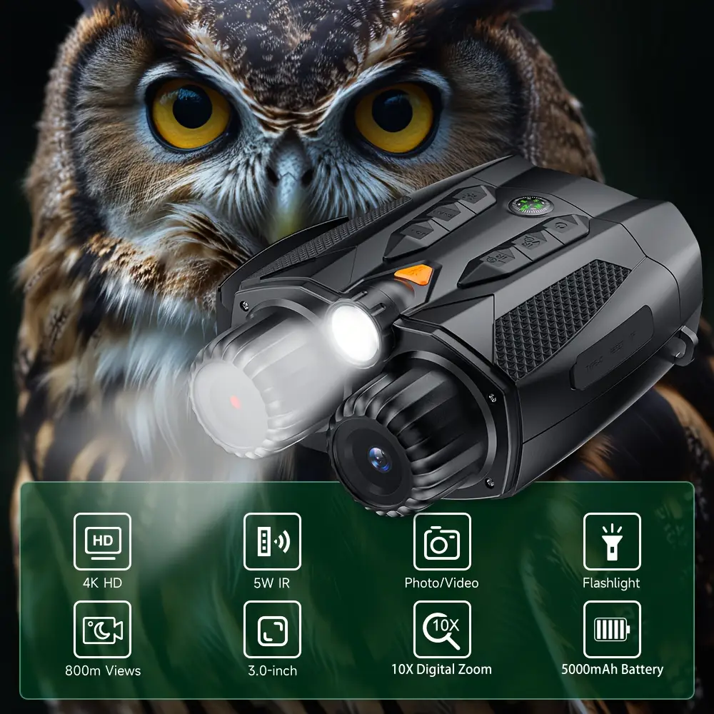 Jumelles vision nocturne HD 4K avec écran LCD – longue portée et infrarouge