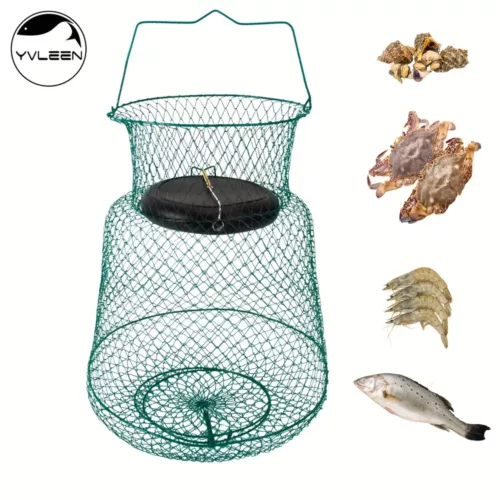 Panier de pêche pliable flottant anti-rouille pour poissons, crevettes et écrevisses