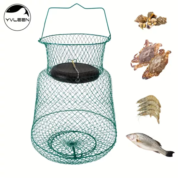 Panier de pêche pliable flottant anti-rouille pour poissons, crevettes et écrevisses