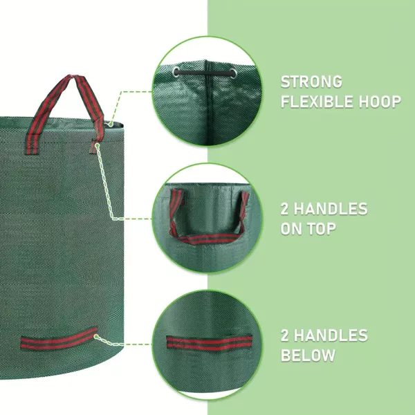 Sacs de jardin réutilisables avec poignées – lot de 3 pour déchets verts