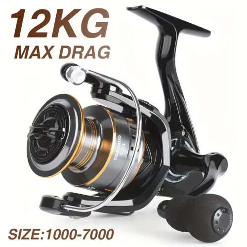 Moulinet de pêche spinning en alliage d’aluminium – frein max 11,8 kg, ratio 5.2:1