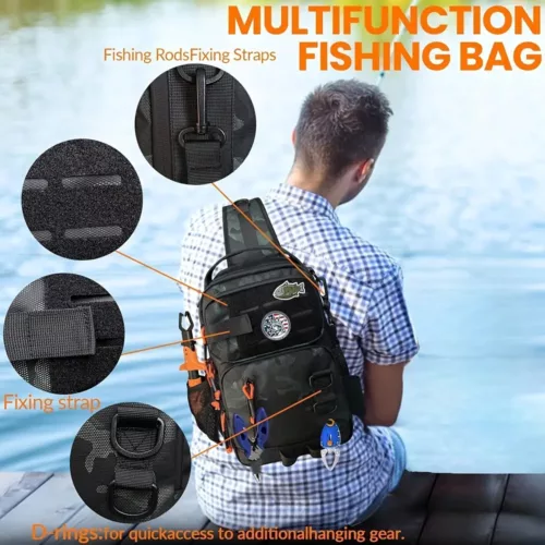 Sac à dos de pêche léger avec cordon de serrage – rangement matériel outdoor