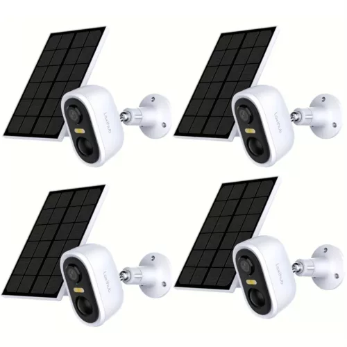 Caméras de surveillance solaires sans fil – pack de 4 avec détection de mouvement