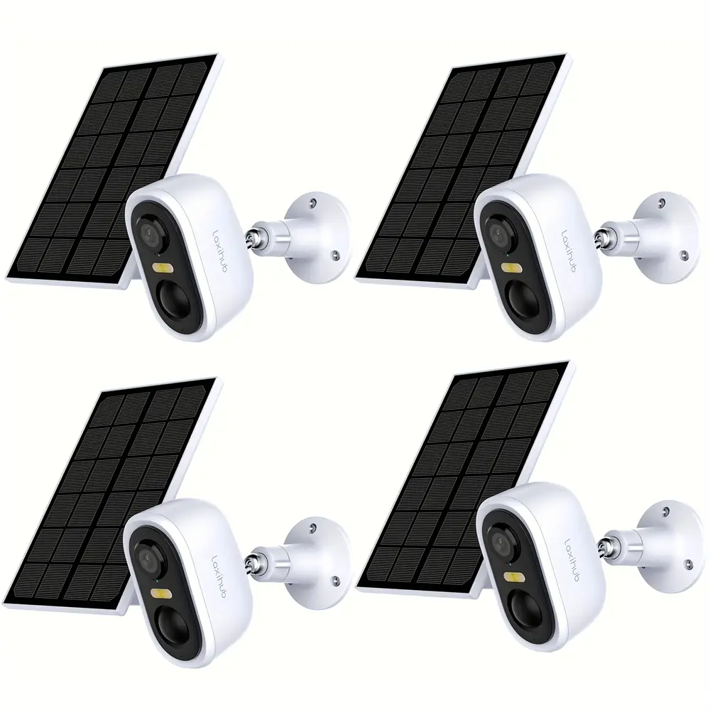Caméras de surveillance solaires sans fil – pack de 4 avec détection de mouvement