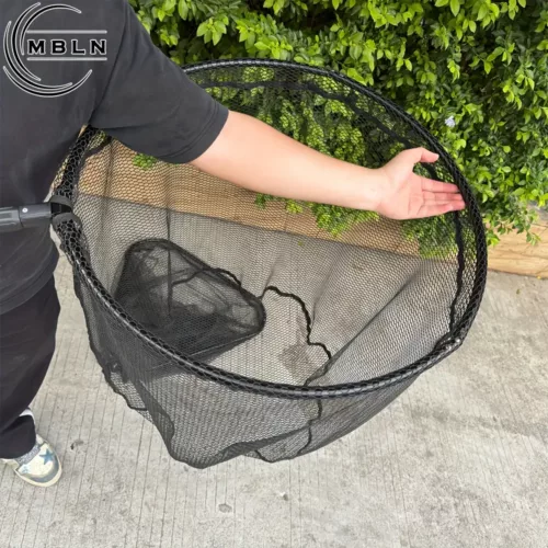 Épuisette de pêche pliable en aluminium – filet renforcé maille noire robuste