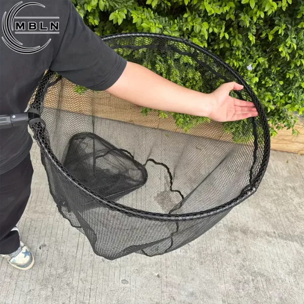 Épuisette de pêche pliante en aluminium renforcé – maille noire robuste
