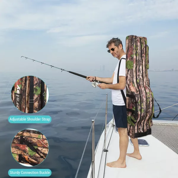 Sac de transport pour cannes à pêche – fourreau rigide 3 compartiments pliable