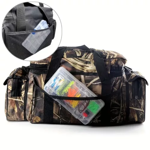 Sac bandoulière de pêche camouflage – multi-compartiments et grande capacité