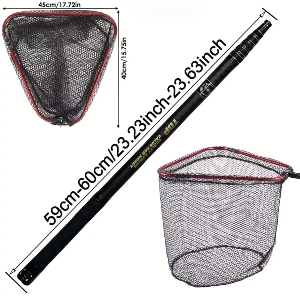 Epuisette de pêche pliable en alliage et filet résistant – manche carbone robuste