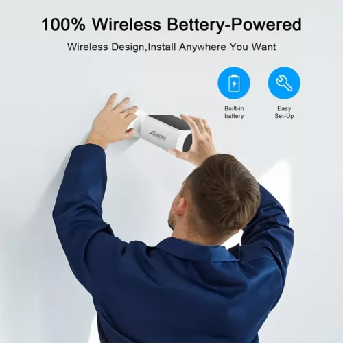 Caméras de surveillance extérieures solaires sans fil – lot de 2 avec détection mouvement