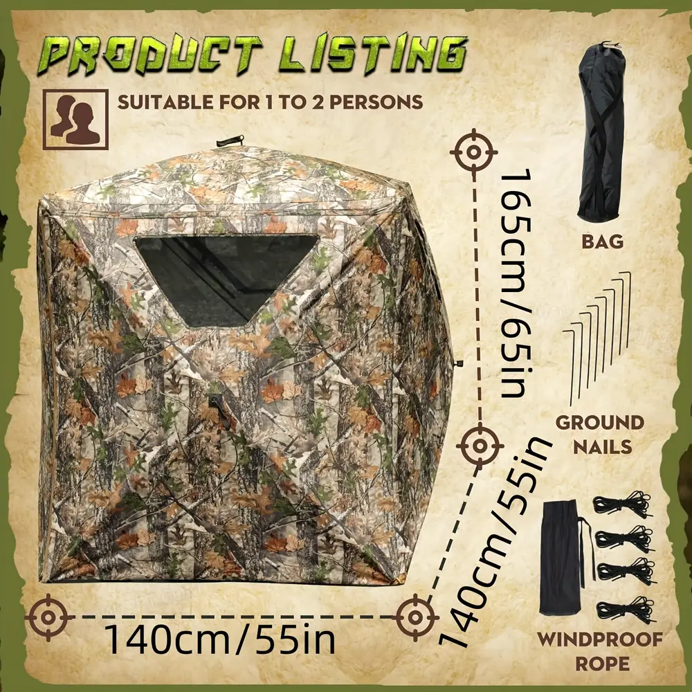 Tente d’affût portable 270° avec sac de transport – idéale chasse cerf et dindon