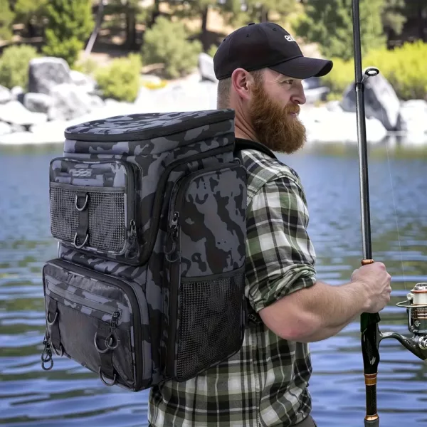 Sac à dos de pêche avec porte-cannes et 4 boîtes de rangement incluses