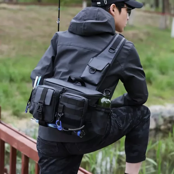 Sac de pêche multifonction avec canne intégrée et kit complet d’accessoires
