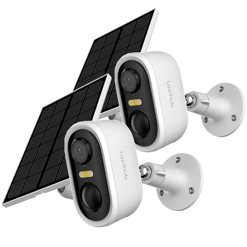 Caméra de sécurité extérieure sans fil solaire 3MP – vision nocturne couleur AI