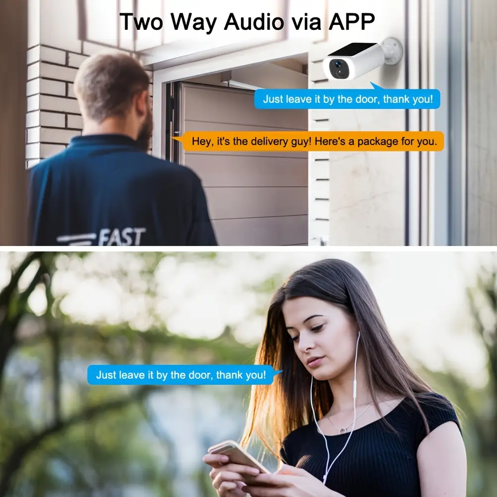 Caméras de surveillance extérieures solaires sans fil – lot de 2 avec détection mouvement
