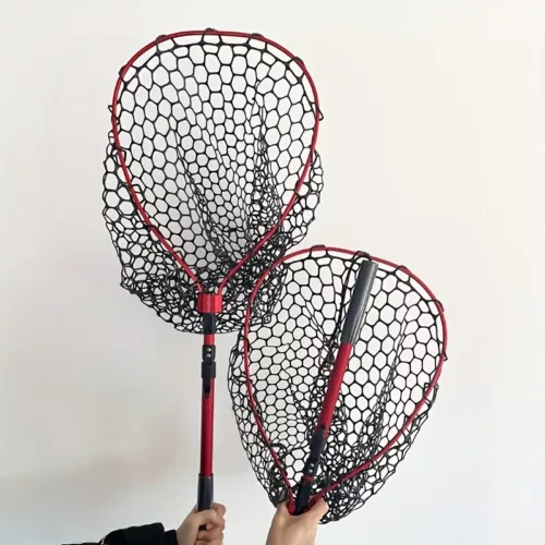 Filet de pêche pliable en aluminium avec poche silicone et mailles fines