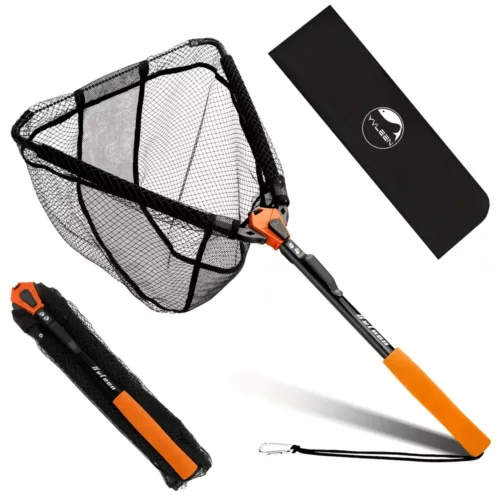 Épuisette de pêche pliable avec balance intégrée – Maille douce et manche alu