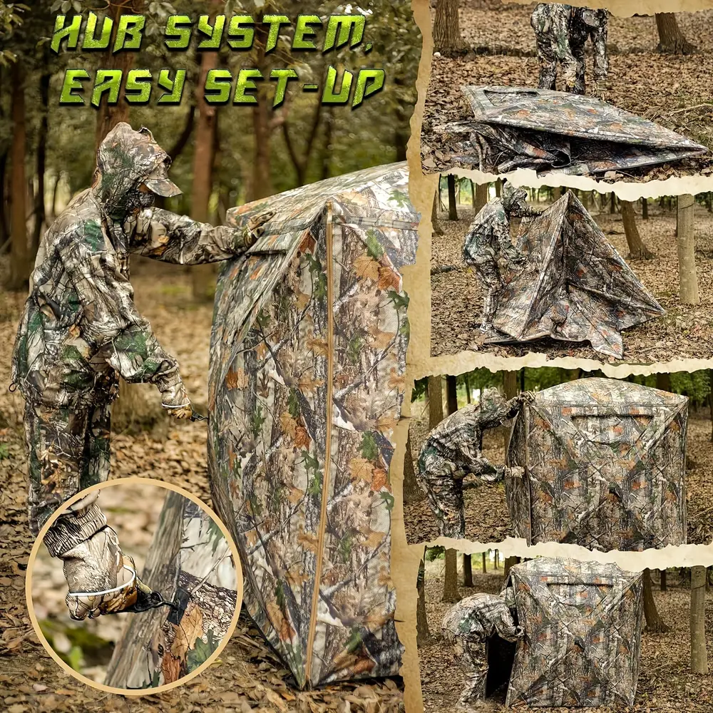 Tente d’affût portable 270° avec sac de transport – idéale chasse cerf et dindon