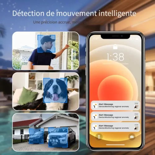Caméras de surveillance solaires sans fil – pack de 4 avec détection de mouvement