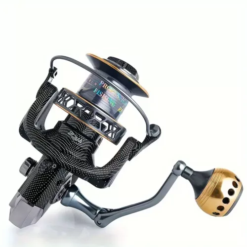 Moulinet de pêche à rotation rapide en métal – frein puissant 35 kg – noir