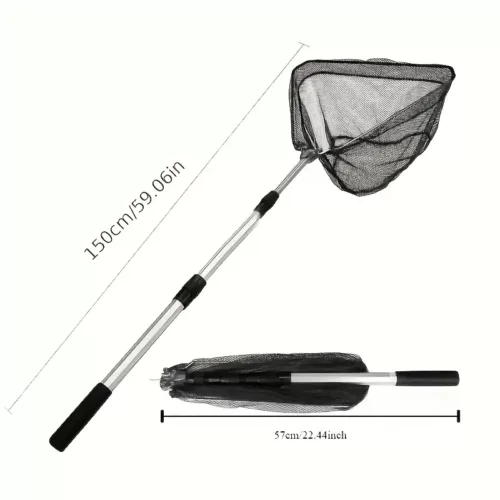 Épuisette télescopique pliable en aluminium – filet de pêche léger et durable