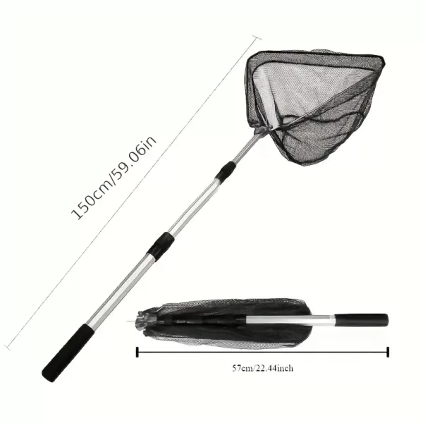Épuisette télescopique pliable en aluminium – filet de pêche léger et durable