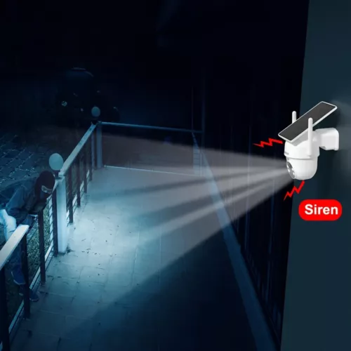 Caméra de surveillance solaire 3MP – vision 360° HD couleur, alerte et interphone