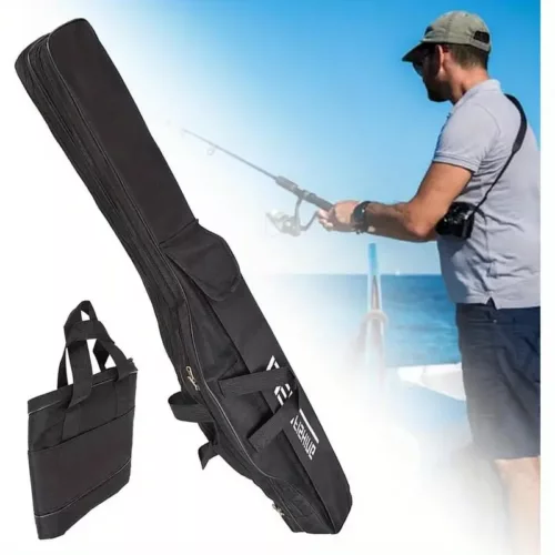 Sac de pêche pliable 3 compartiments avec bretelles rembourrées – fourreau robuste