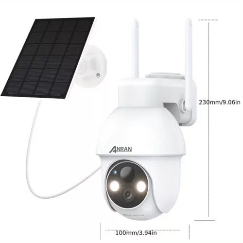 Caméra de sécurité solaire extérieure 3MP 1296P – lot de 2 sans fil avec détection intelligent