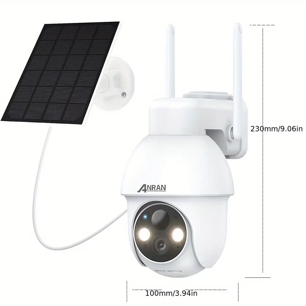 Caméra de sécurité solaire extérieure 3MP 1296P – lot de 2 sans fil avec détection intelligent