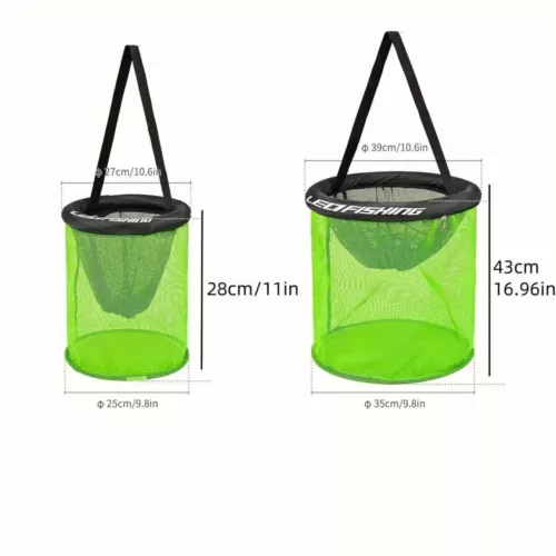 Bourriche de pêche avec panier, filet et flotteur – rangement poissons pratique