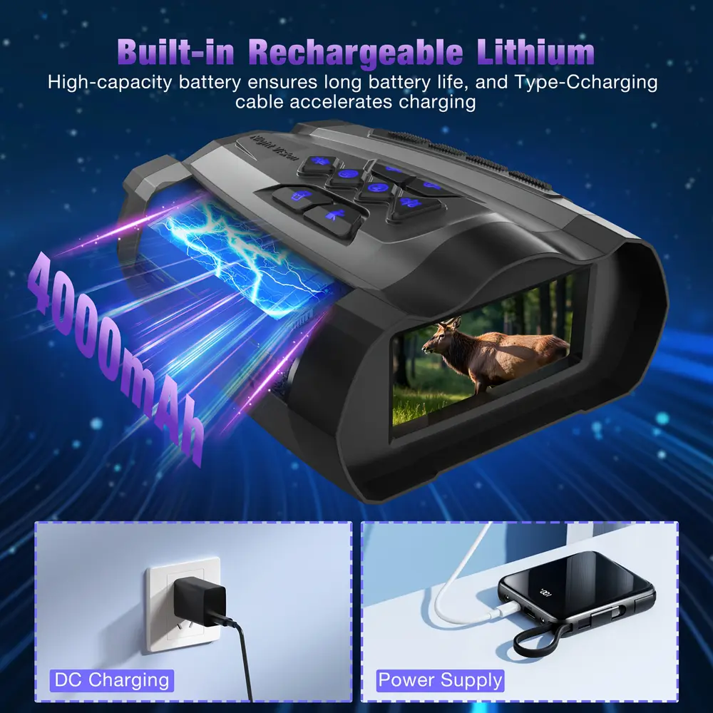 Jumelles vision nocturne infrarouge 4K avec écran LCD et enregistrement vidéo