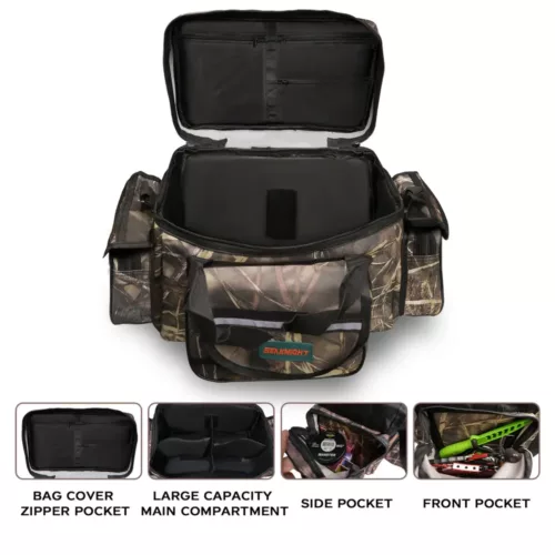 Sac de pêche à bandoulière camouflage – rangement équipement mer et carpe