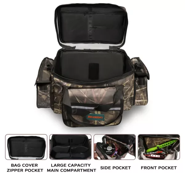 Sac de pêche à bandoulière camouflage – rangement équipement mer et carpe
