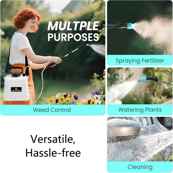 Pulvérisateur électrique à lance télescopique USB avec 4 buses et sangle épaule