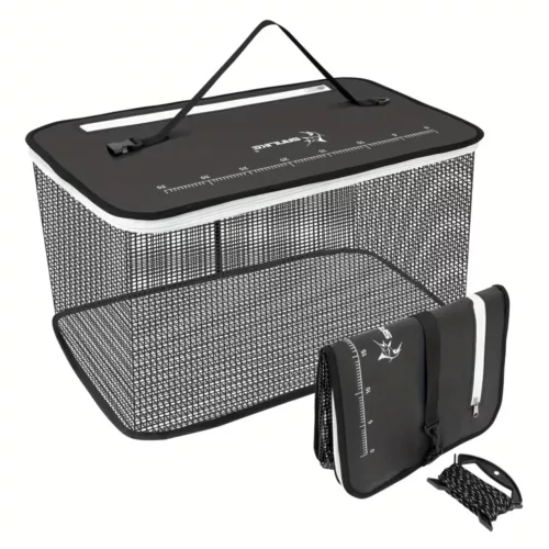 Panier de pêche pliable en filet caoutchouté – idéal pour poissons vivants