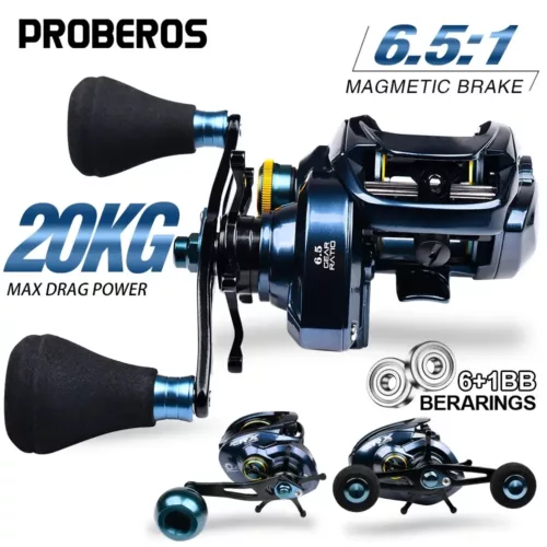 Moulinet de pêche magnétique 6+1BB avec bobine carbone – usage eau douce/salée