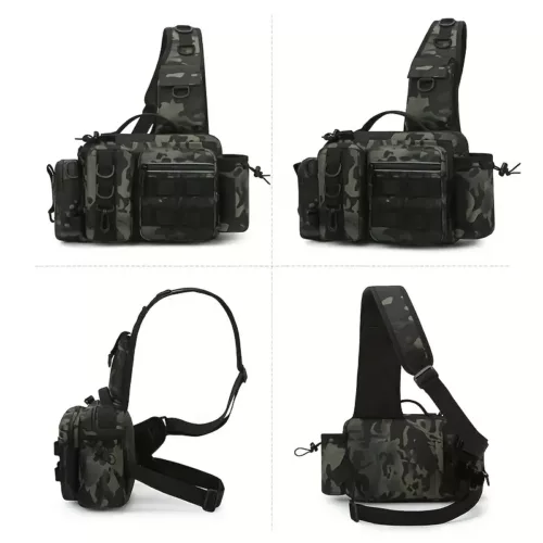Sac à dos de pêche multifonction avec poches modulables et sangles Molle robustes