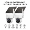 Caméras de surveillance extérieures sans fil solaires 3MP – pack de 2, vision 360° et détection AI
